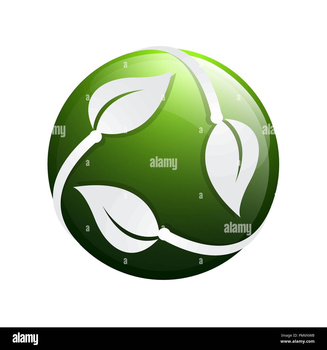3D circle green leaf ecology nature element vector icon. leaf logo and ...