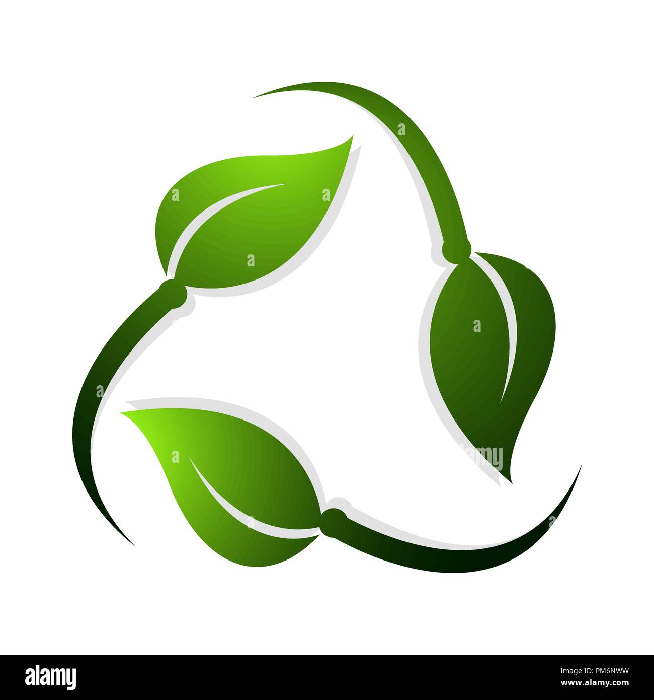 Recycle symbol made of green rotating leaves. Recycle leaf vector design Stock Vector