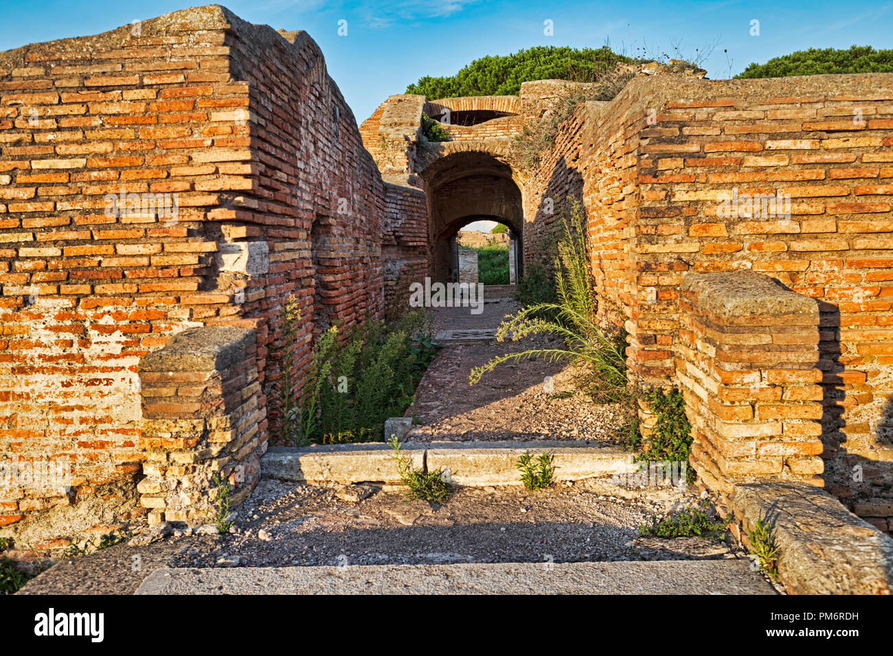 Archaeological Roman empire street view in Ostia Antica - Rome - Italy ...