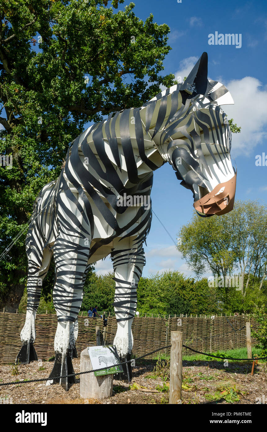 zebra sculpture at marwell zoo Stock Photo