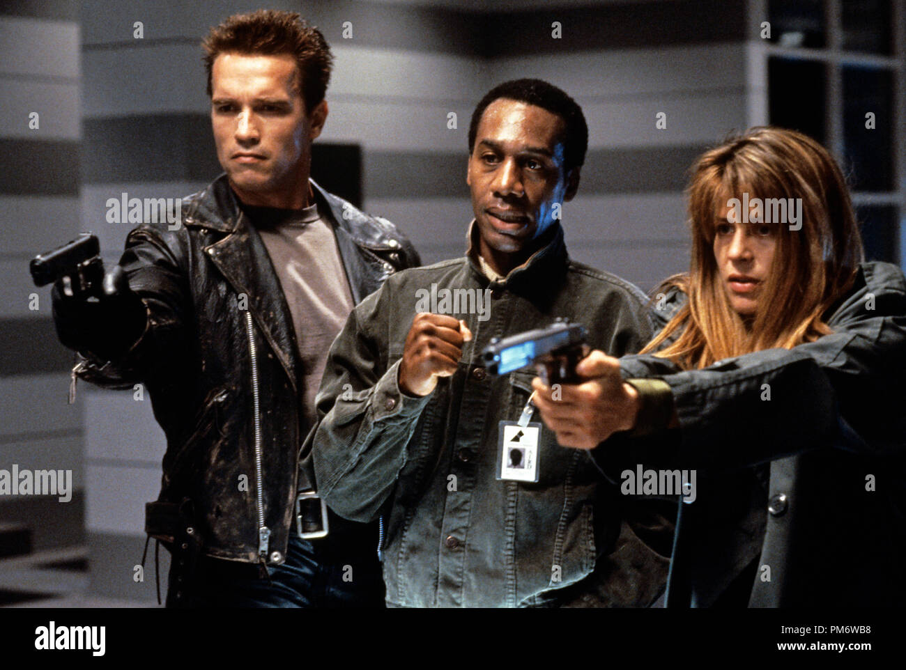 Film Still from 'Terminator 2: Judgment Day' Arnold Schwarzenegger, Joe Morton, Linda Hamilton © 1991 Carolco Photo Credit: Zade Rosenthal Stock Photo