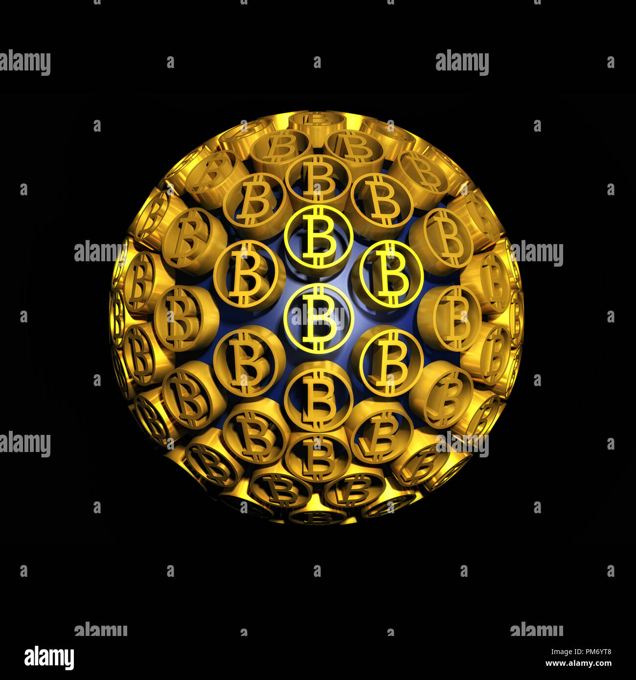 Bitcoin sphere contains of gold coins. Technological financial sign. Golden  business Stock Photo - Alamy