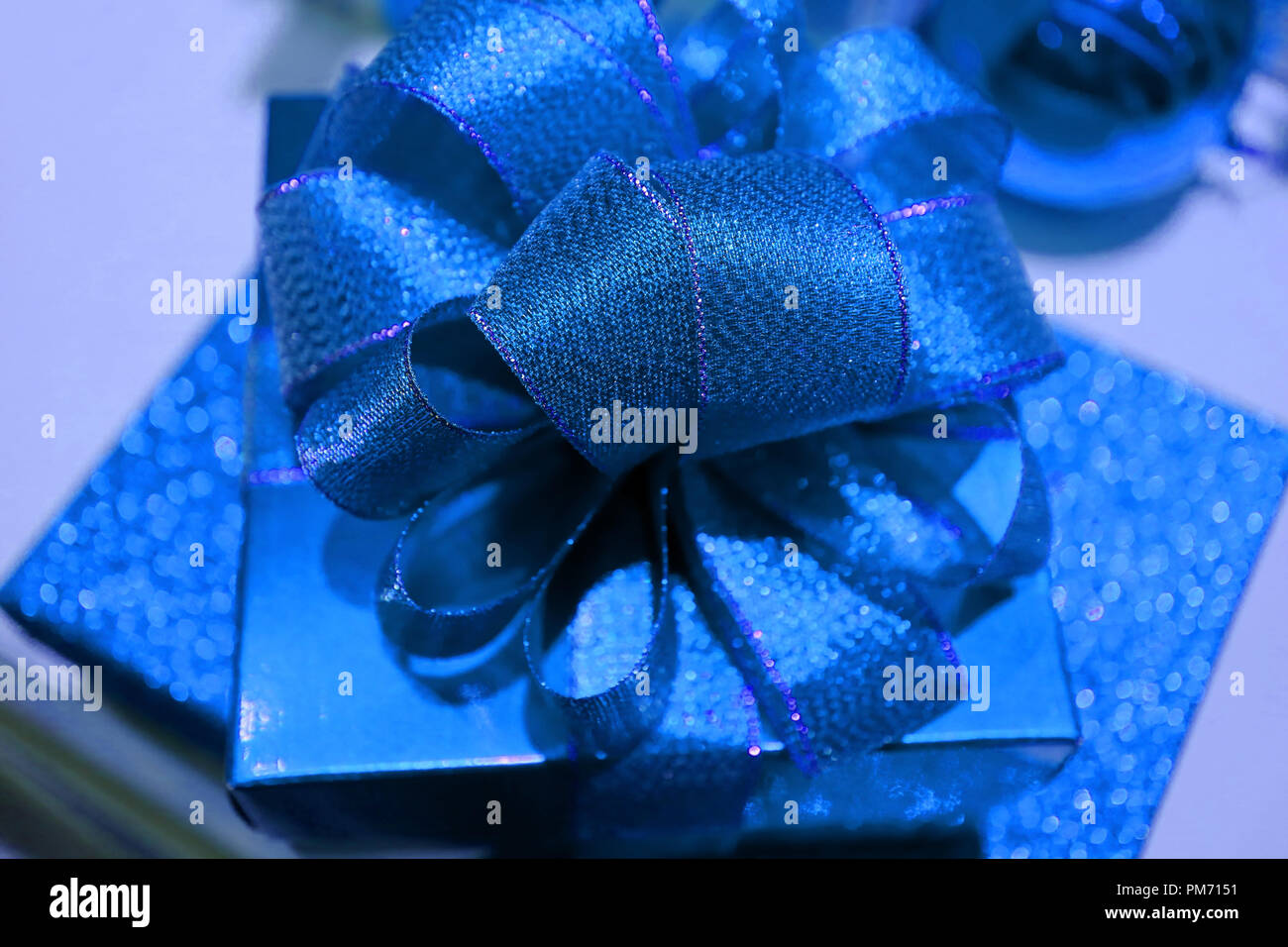 Blue ribbons with bow Stock Photo - Alamy