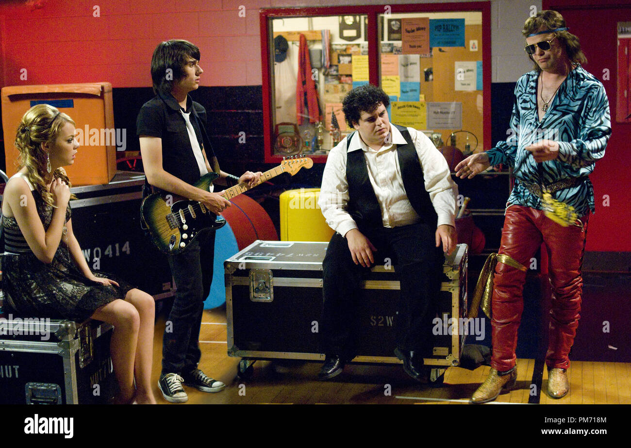 Film Still from 'The Rocker' Emma Stone, Teddy Geiger, Josh Gad, Rainn Wilson © 2008 20th Century Fox Photo credit: George Kraychyk   File Reference # 307551157THA  For Editorial Use Only -  All Rights Reserved Stock Photo
