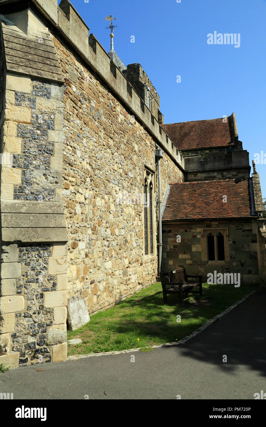 Side wall of St Mary's Church, Church Square, Rye, East Sussex, UK Stock Photo