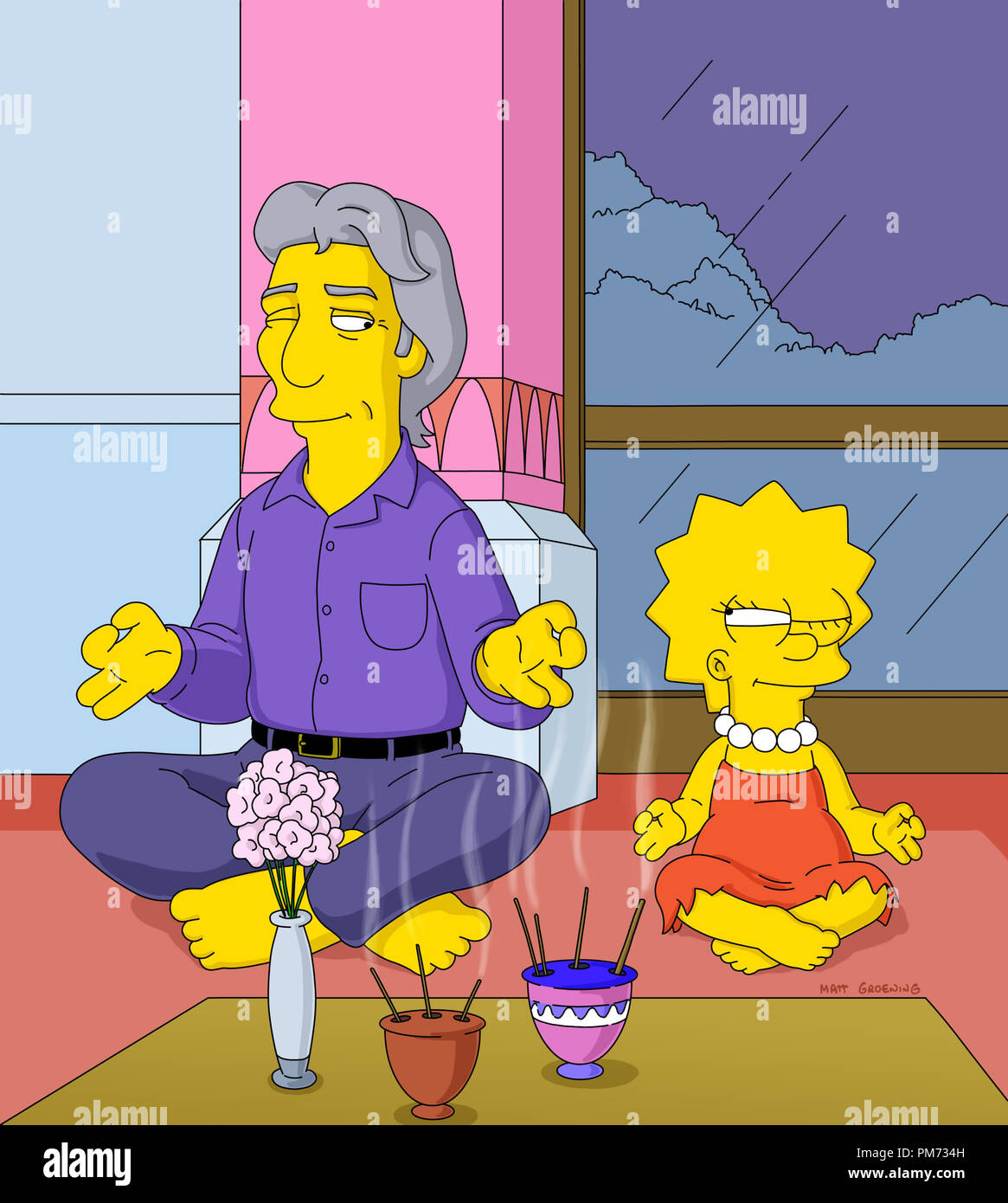 Film Still / Publicity Still from 'The Simpsons' Episode: 'She of Little Faith' Lisa Simpson, Richard Gere December 16, 2001 File Reference # 30847132THA  For Editorial Use Only -  All Rights Reserved Stock Photo