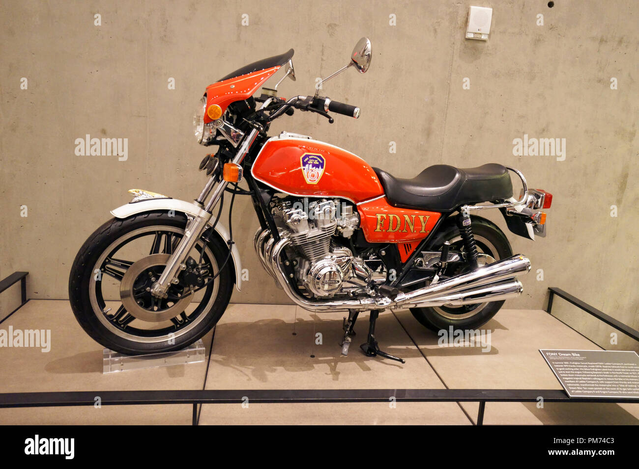 FDNY Dream Bike display in National 9/11 Memorial & Museum.New York City.USA Stock Photo