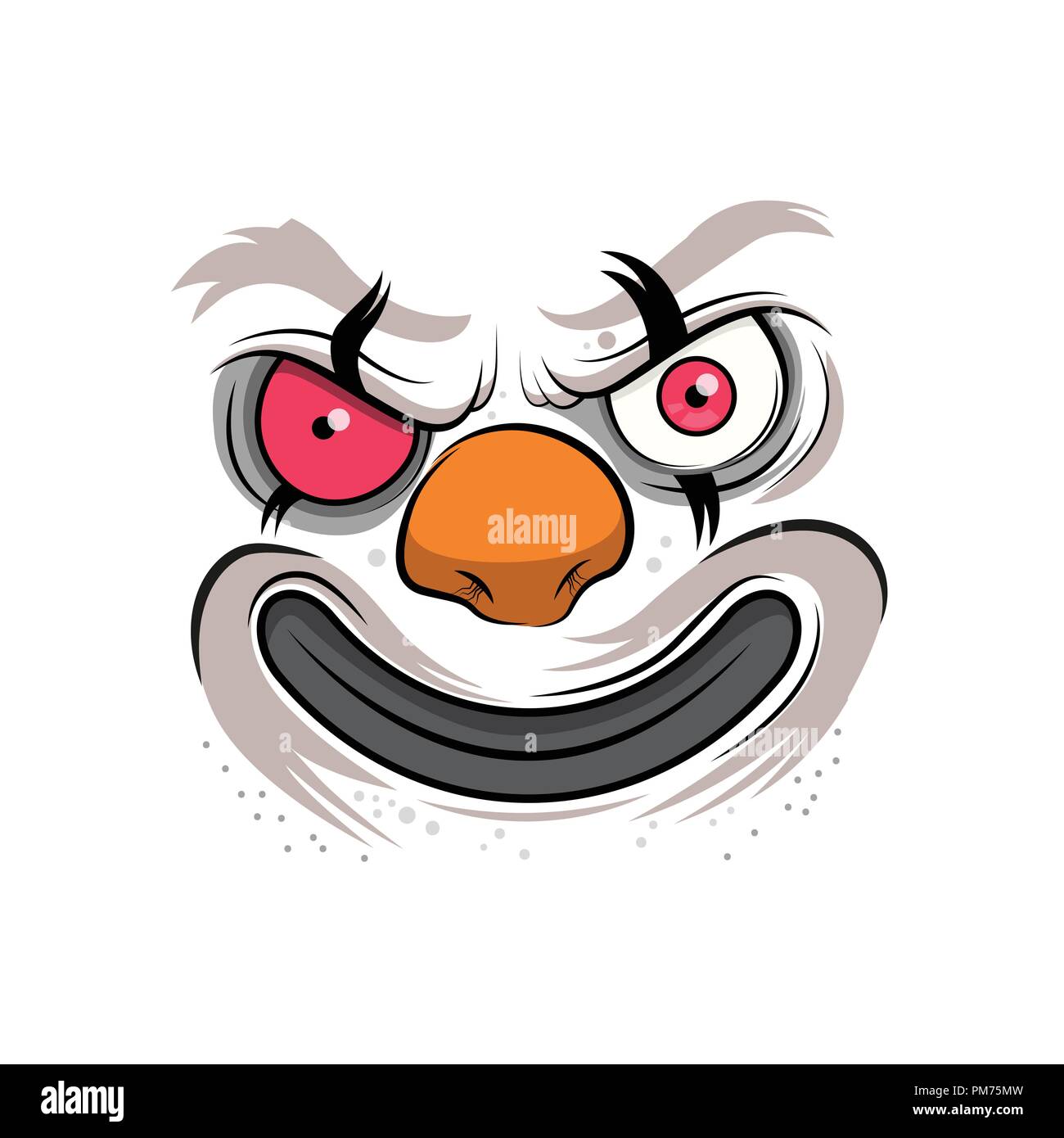 A cartoon of a scary evil clown. Vector illustration Stock Vector