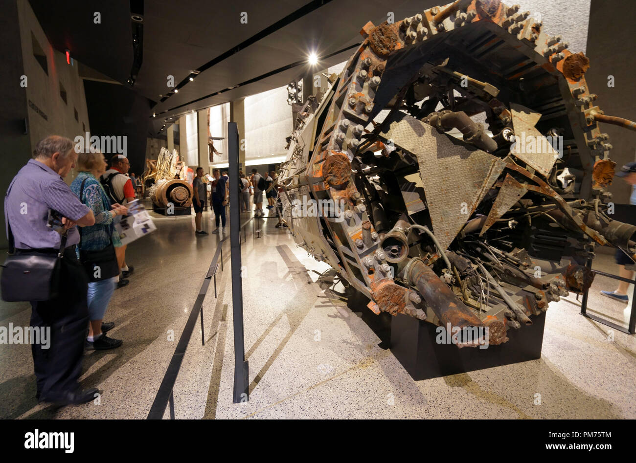 The wreckage of the communications antenna of the North Tower of World