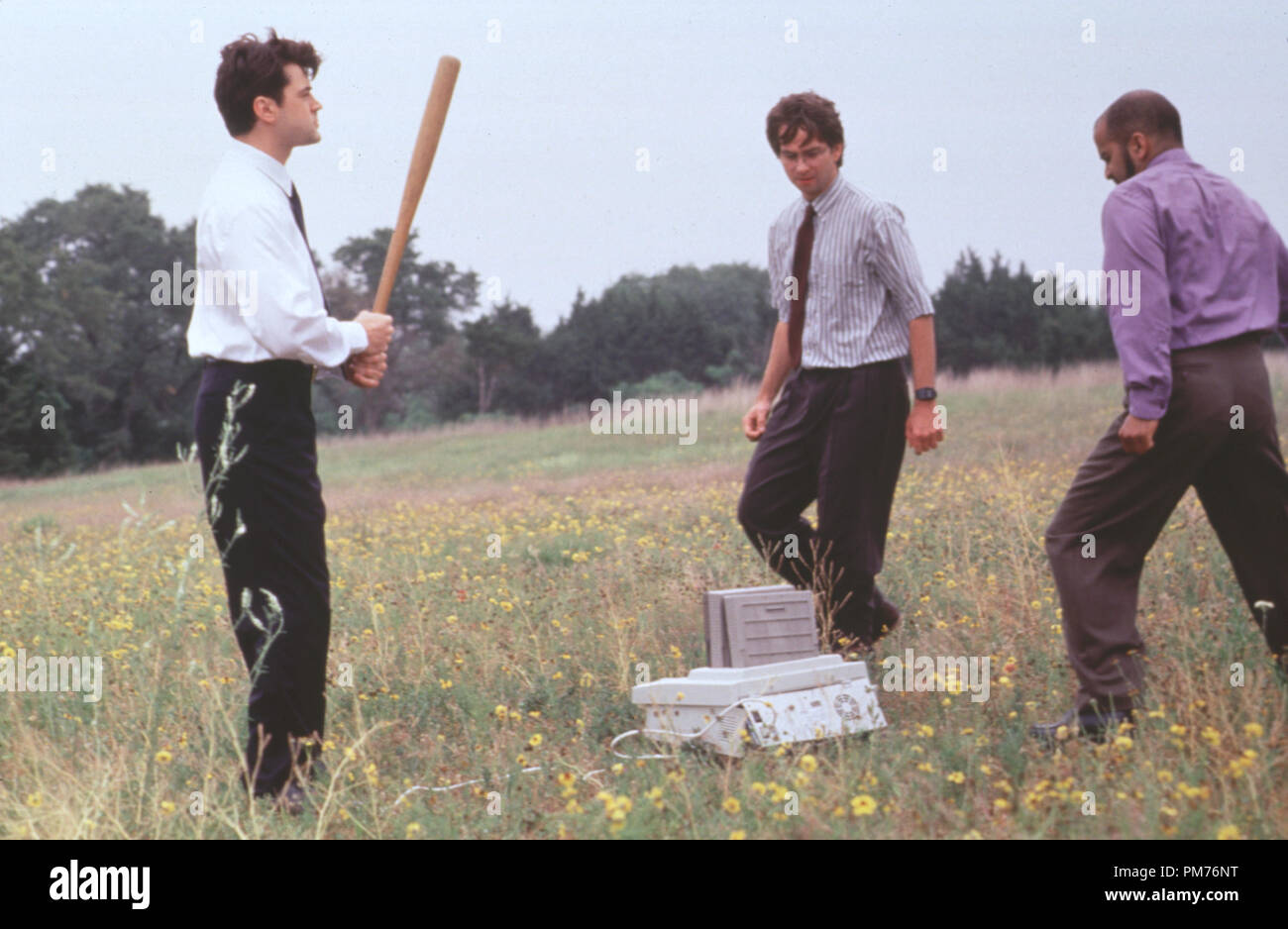 Film Still / Publicity Still from 'Office Space' Ron Livingston, David Herman, Ajay Naidu © 1999 20th Century Fox Photo Credit: Alan Pappe   File Reference # 30973502THA  For Editorial Use Only -  All Rights Reserved Stock Photo