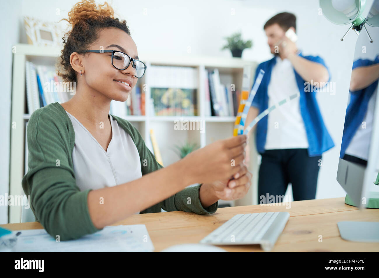 Creative African Designer at Desk Stock Photo