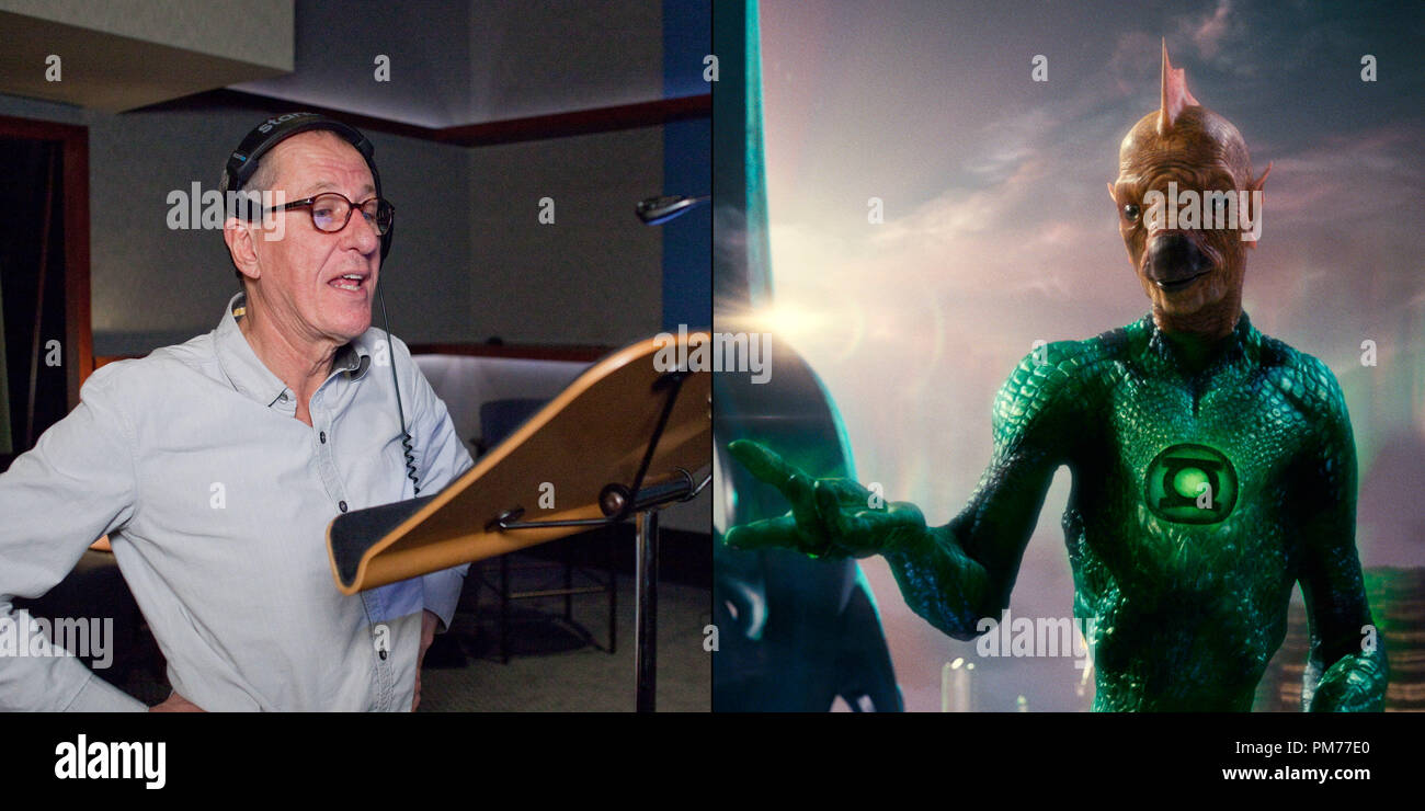 GEOFFREY RUSH (left), the voice actor behind Tomar-Re (right) in Warner Bros. Pictures' action adventure 'GREEN LANTERN,' a Warner Bros. Pictures release. Stock Photo