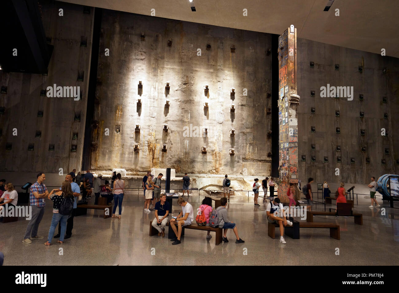The Last Column, a 58-ton, 36-foot-tall steel column removed from Ground Zero display in National September 11 Memorial & Museum.New York City,USA Stock Photo