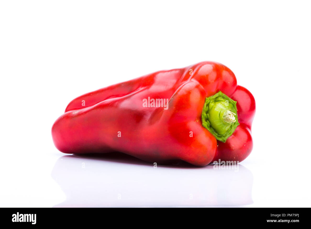 Front view of red pepper on a white background, vegetable to flavor Stock Photo
