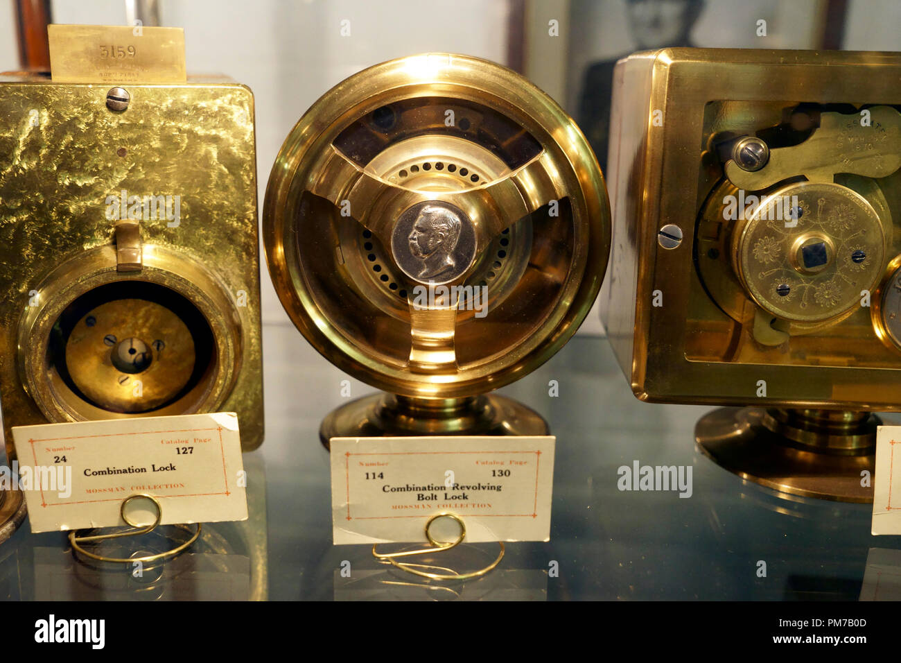 Vintage combination revolving bolt lock. John M.Mossman Lock Collection