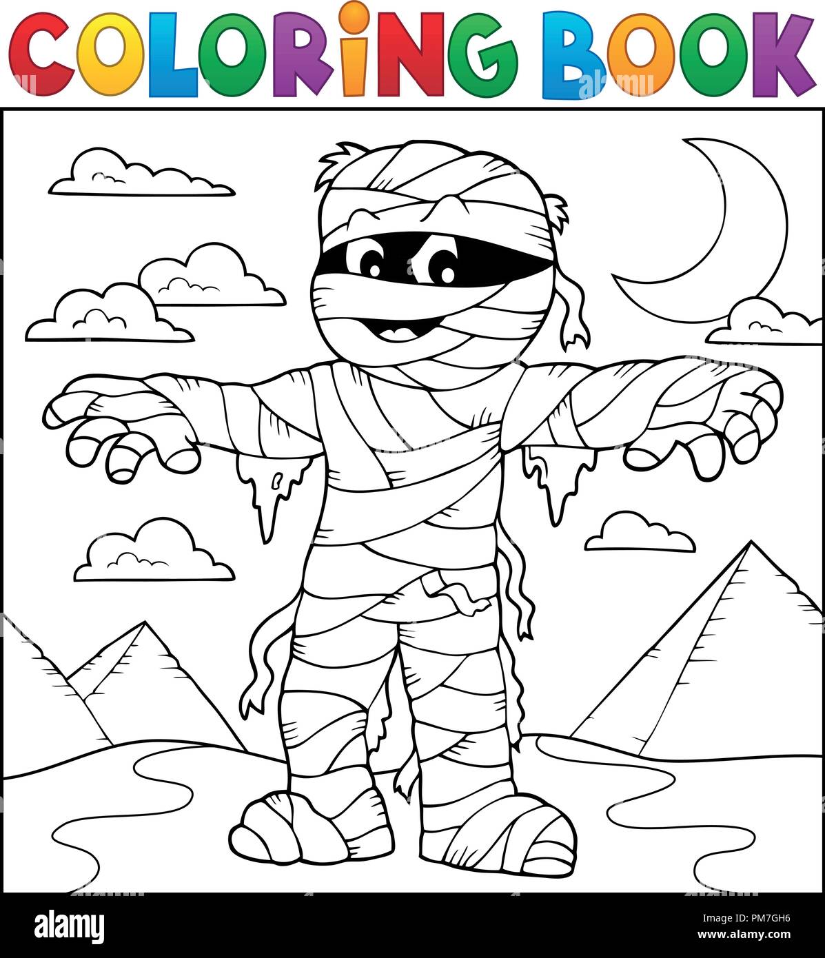 Coloring book mummy theme 2 - eps10 vector illustration Stock Vector ...