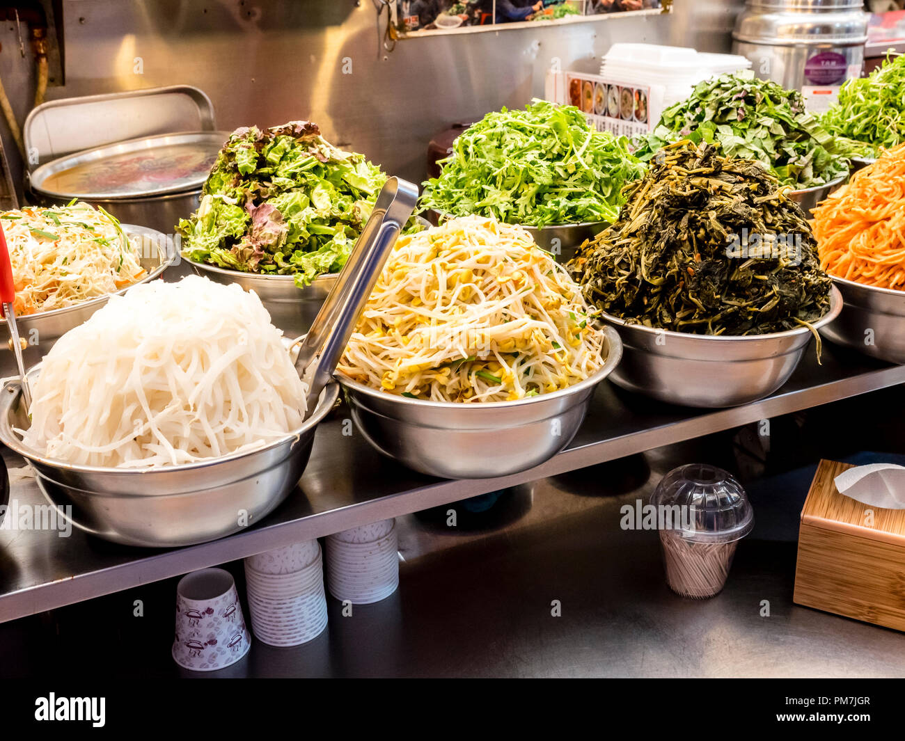 Traditional Korean fermented food at the Gwangjang Market. Seoul, South