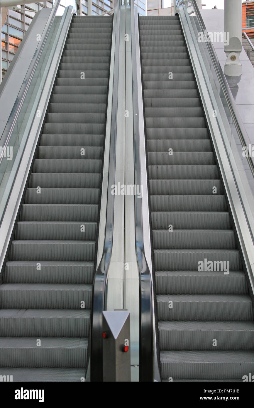 Two Long Escalators Stairs in London Stock Photo