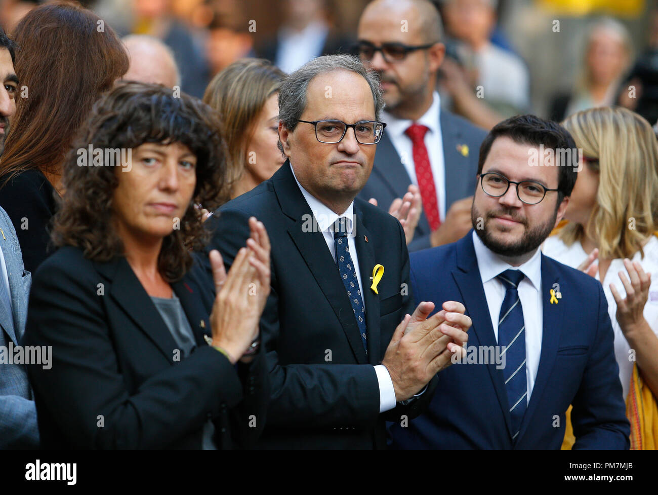Quim Torra, president of the Catalan Region of Catalonia celebrate in Barcelona their Diada, a yearly Catalan Nationalism celebration since centuries Stock Photo