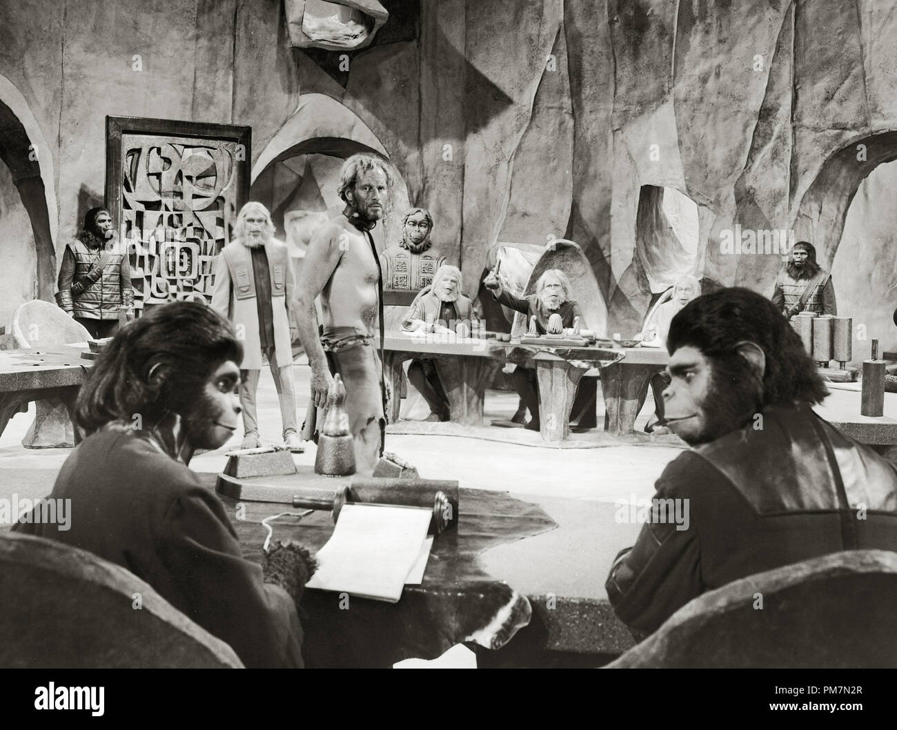 Charlton Heston, Kim Hunter and Roddy McDowall 'Planet of the Apes' 1968 20th Century Fox File Reference # 31202 643THA Stock Photo