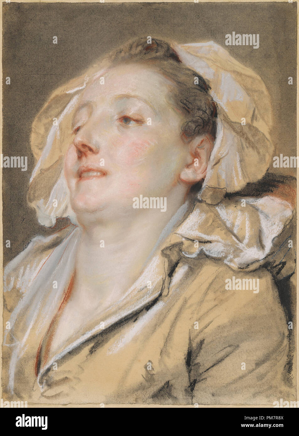The Well-Loved Mother. Dated: 1765. Dimensions: overall: 44 x 32.2 cm (17 5/16 x 12 11/16 in.). Medium: pastel with red, black, and white chalks and stumping on light golden-brown laid paper. Museum: National Gallery of Art, Washington DC. Author: Jean-Baptiste Greuze. Stock Photo