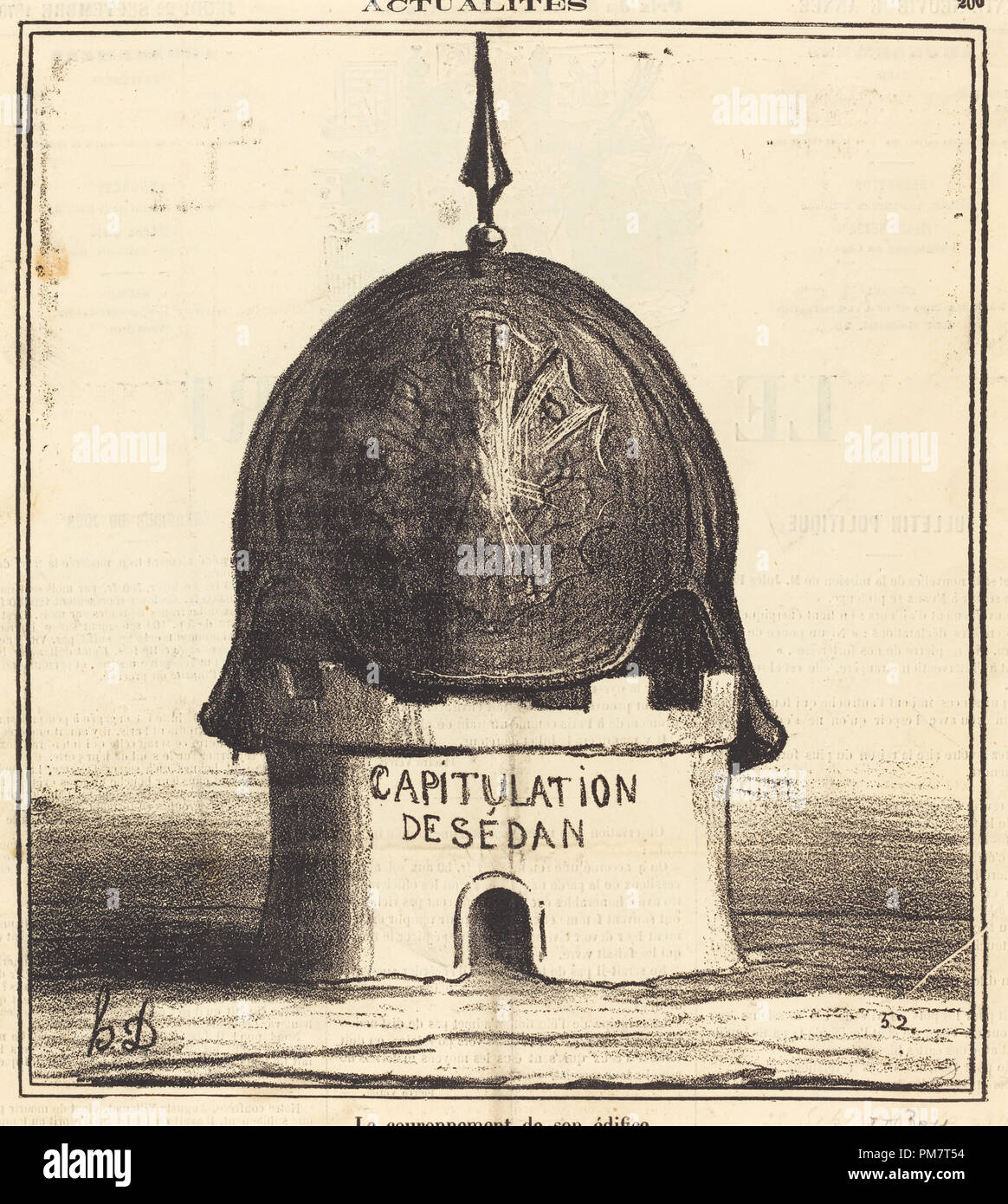 Le couronnement de son édifice. Dated: 1870. Medium: gillotype on newsprint. Museum: National Gallery of Art, Washington DC. Author: HONORÉ DAUMIER. Stock Photo