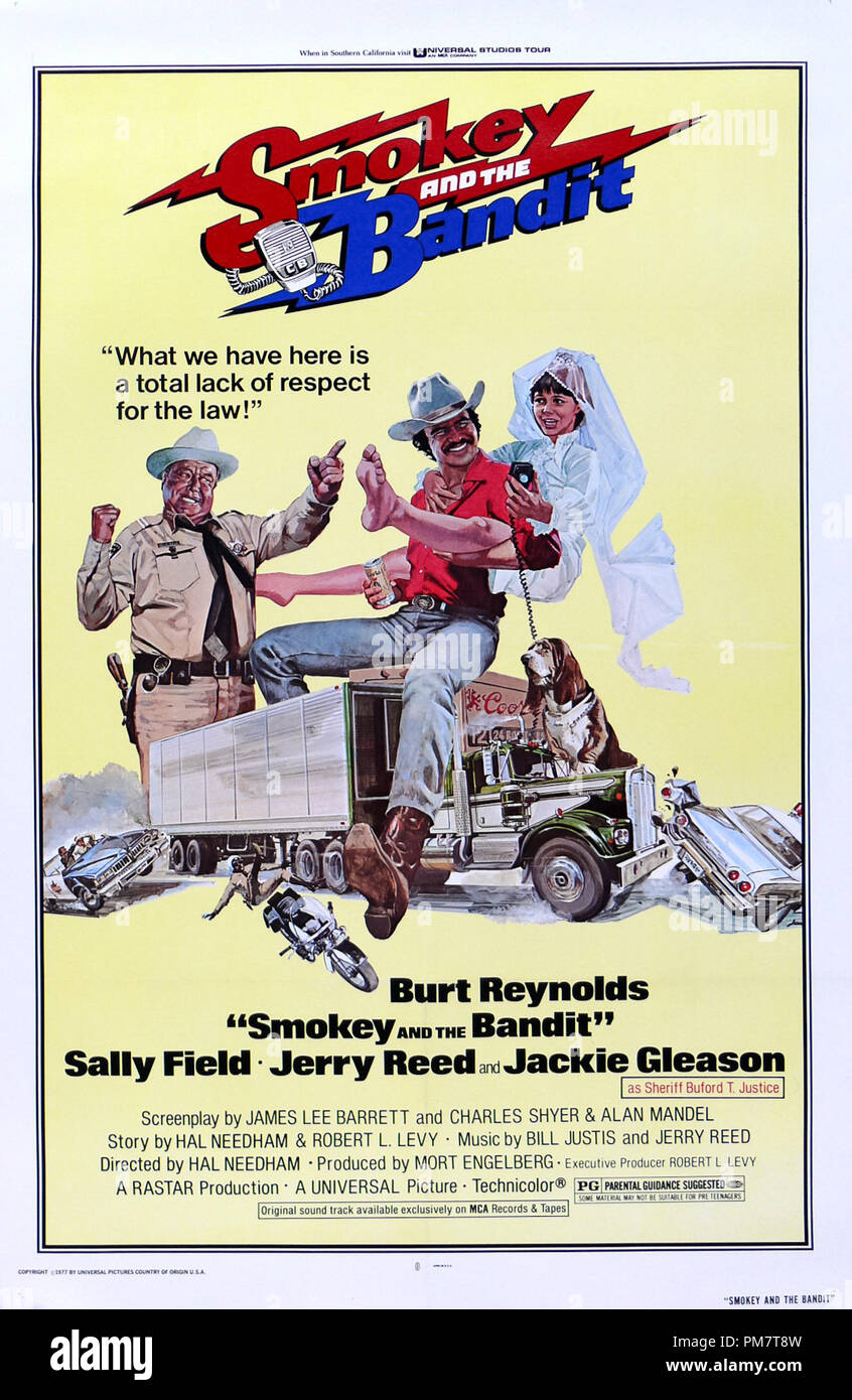 Burt Reynolds, Sally Field, Jerry Reed 'Smokey and the Bandit'  1977 Universal Poster   File Reference # 31386 598THA Stock Photo