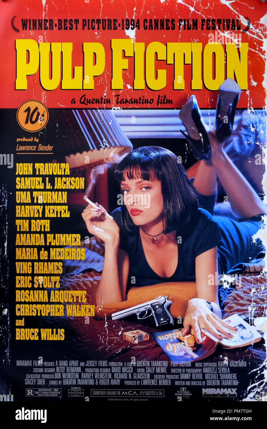 Pulp Fiction Film Poster, Mia and Vince, Uma Thurman, John
