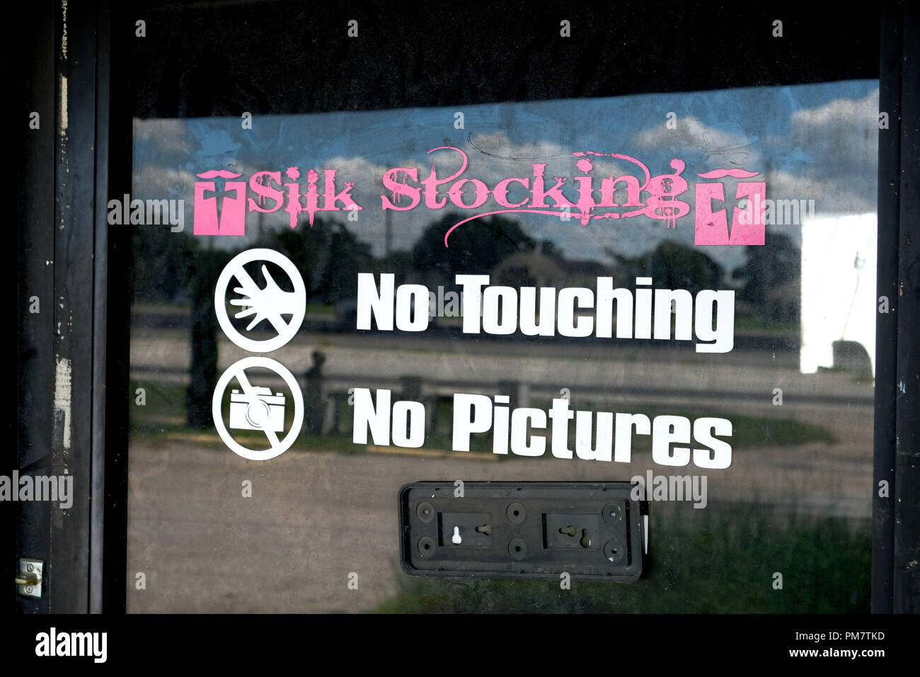 Closed and condemned Silk Stocking strip club in College Station, Texas