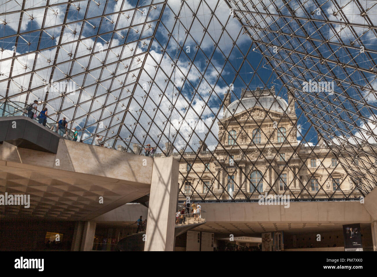 walking through the streets of Paris, Musee du Louvre, Piramid Stock Photo