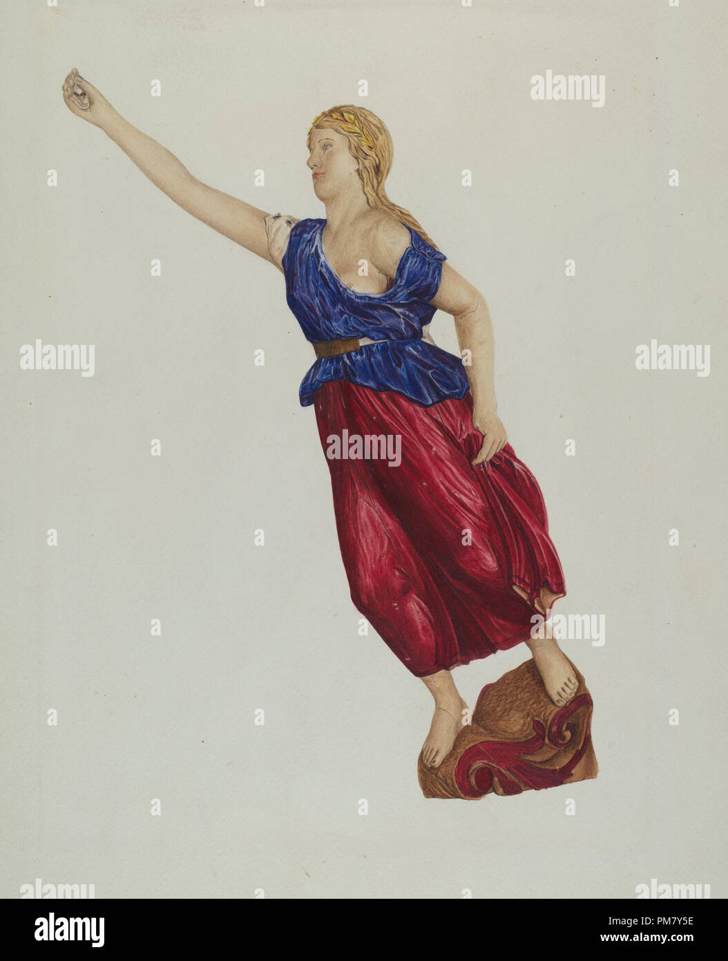 Ship's Figurehead. Dated: c. 1939. Dimensions: overall: 43.9 x 34 cm (17 5/16 x 13 3/8 in.). Medium: watercolor and graphite on paper. Museum: National Gallery of Art, Washington DC. Author: Lucille Lacoursiere. Stock Photo