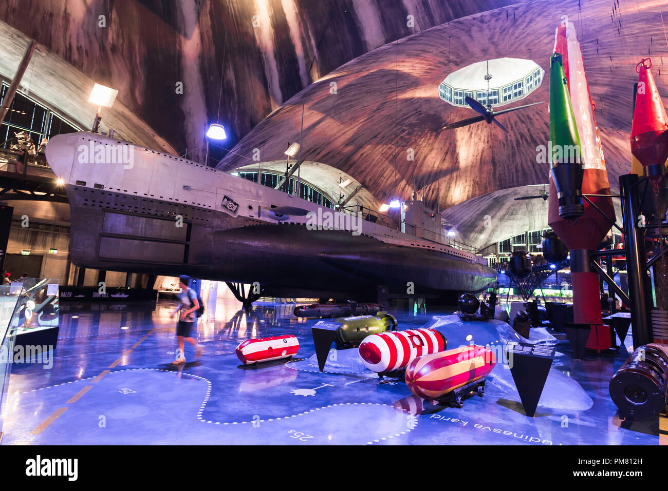 Tallinn Lennusadam, view of the 1936 Estonian submarine 'Lembit' inside the Lennusadam Seaplane Harbour Museum,Tallinn, Estonia. Stock Photo