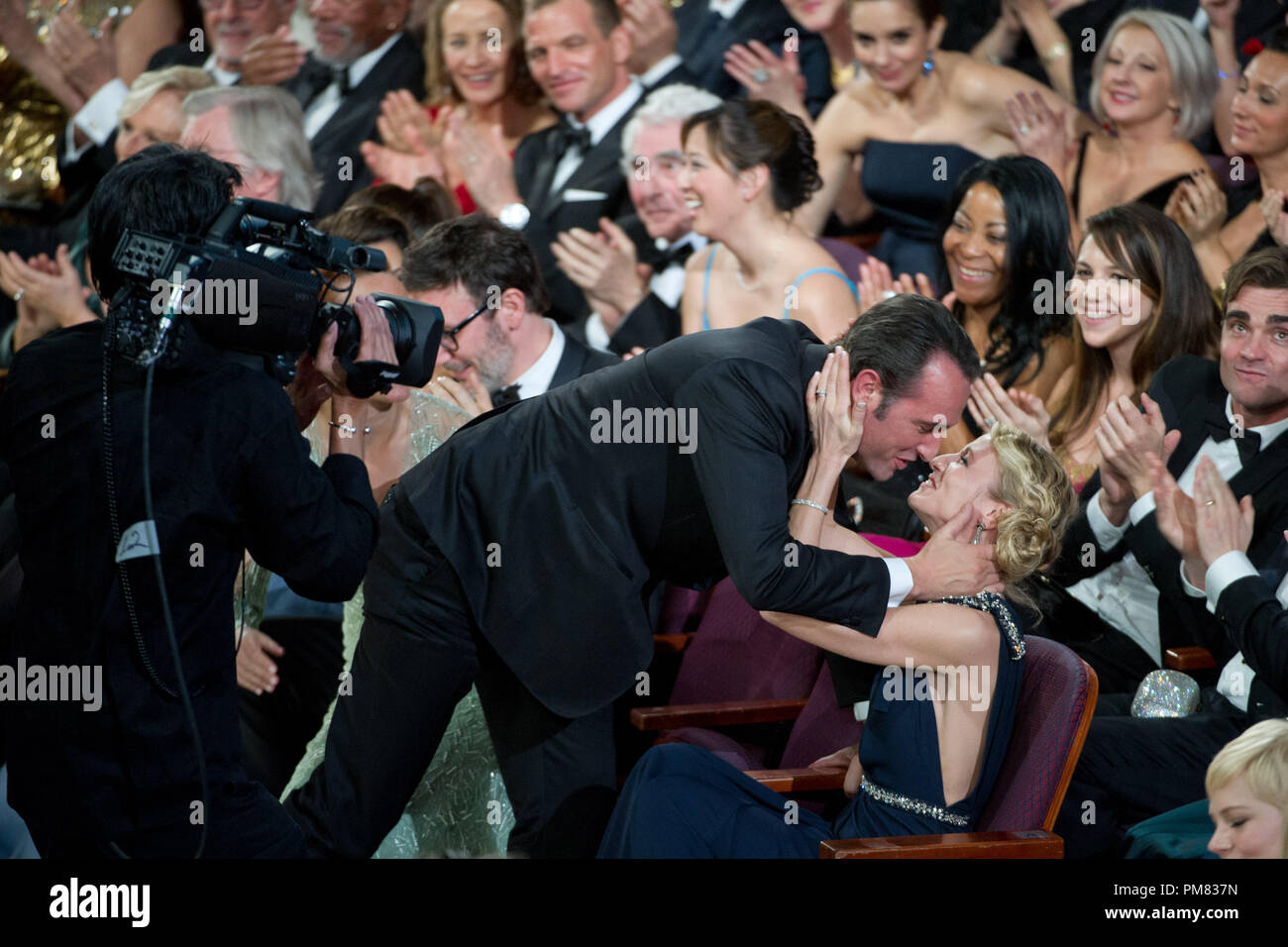Jean Dujardin wins the Oscar for Performance by an Actor in a Leading Role for his role in 'The Artist' during the live ABC Television Network broadcast of the 84th Annual Academy Awards from the Hollywood and Highland Center, in Hollywood, CA, Sunday, February 26, 2012. Stock Photo