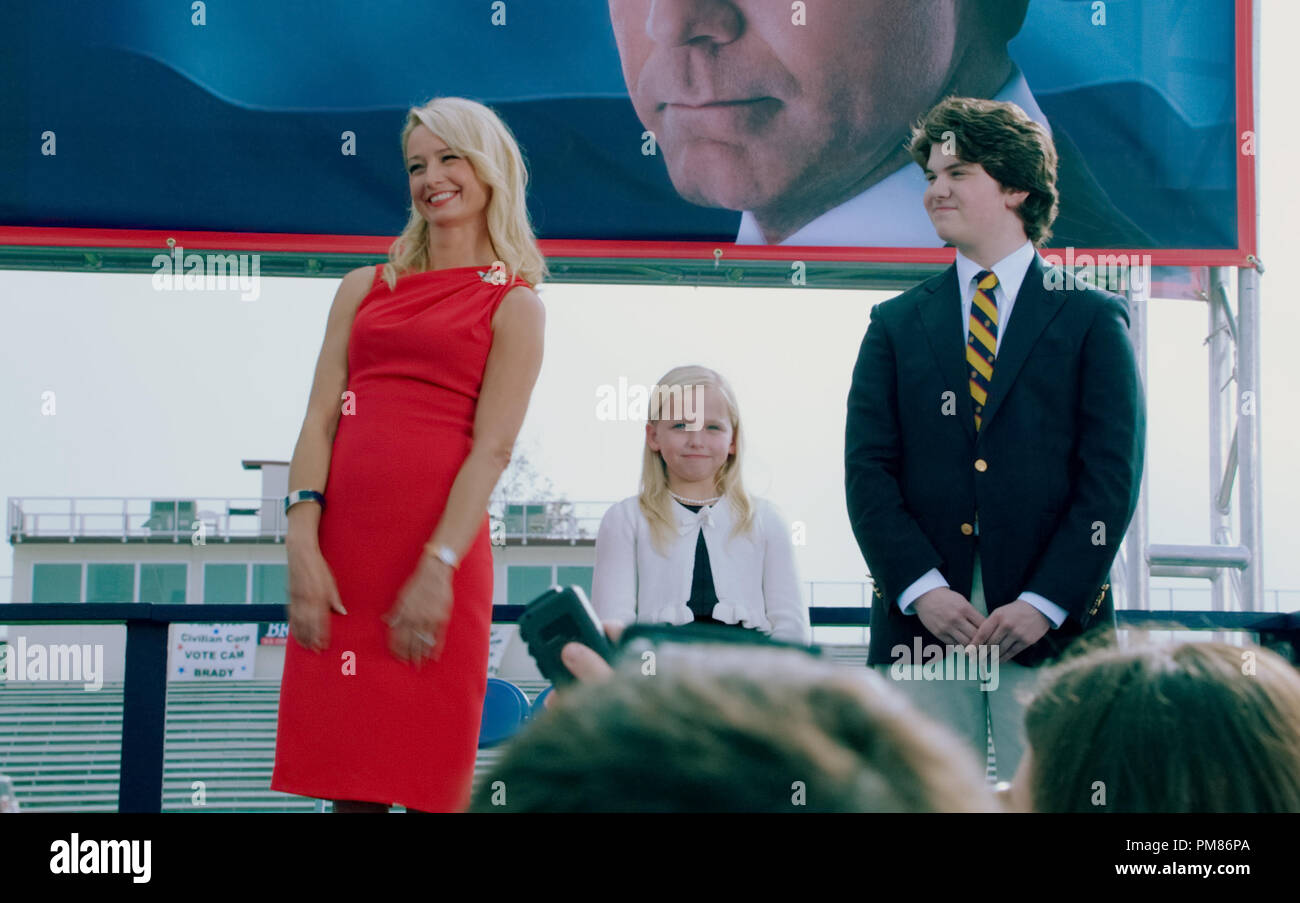 (L-r) KATHERINE LaNASA as Rose Brady, MADISON WOLFE as Jessica Brady and RANDALL CUNNINGHAM as Cam Jr. in Warner Bros. Pictures comedy THE CAMPAIGN, a Warner Bros. Pictures release. Stock Photo