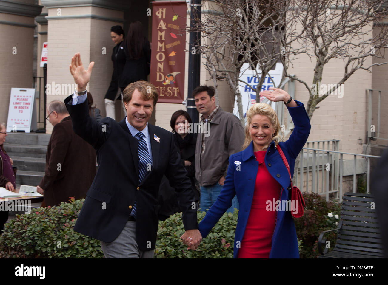 (L-r) WILL FERRELL as Cam Brady and  KATHERINE LaNASA as Rose Brady in Warner Bros. Pictures comedy THE CAMPAIGN, a Warner Bros. Pictures release. Stock Photo