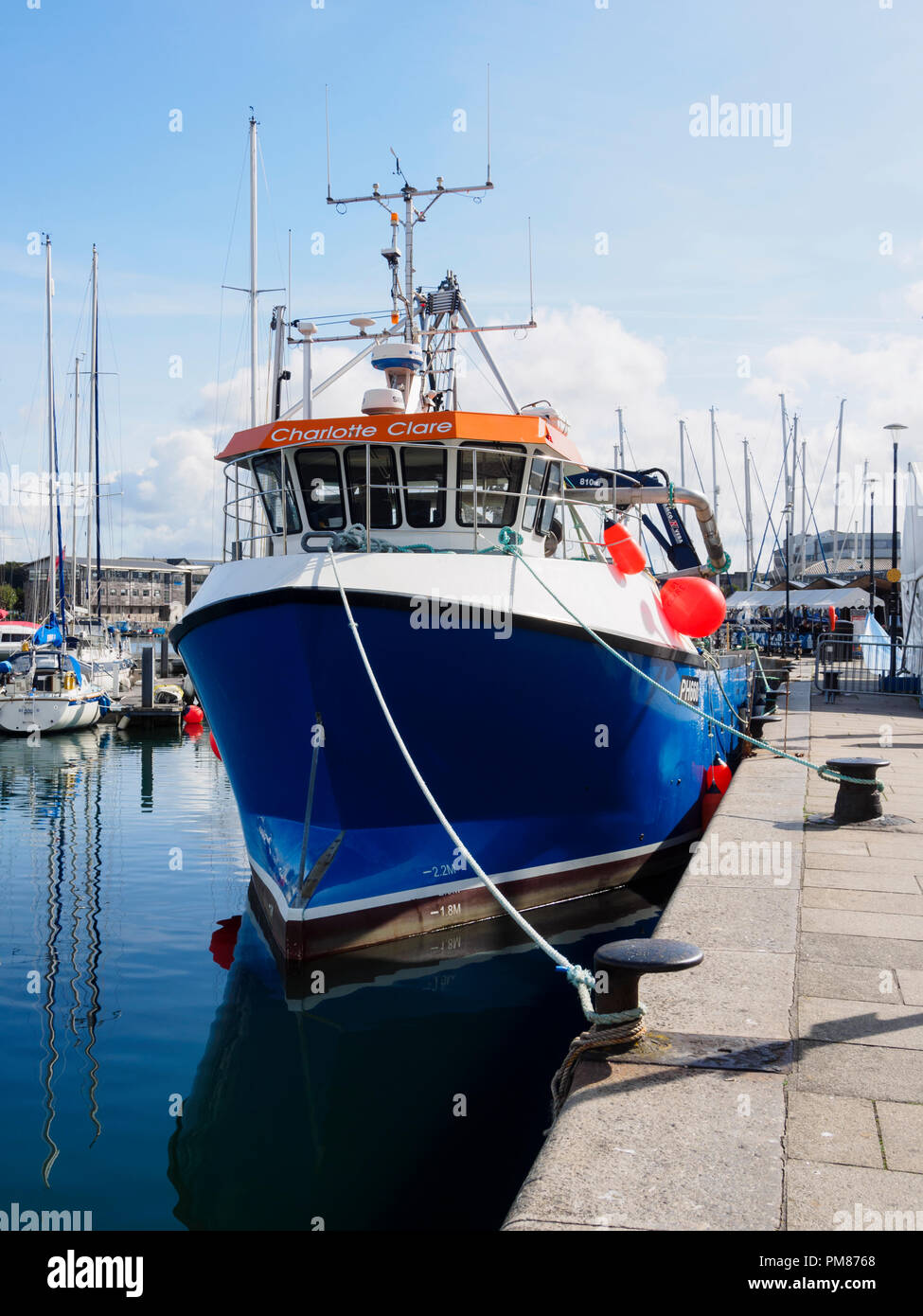 Plymouth offshore ring netting fishing vessel Charlotte Clare moored
