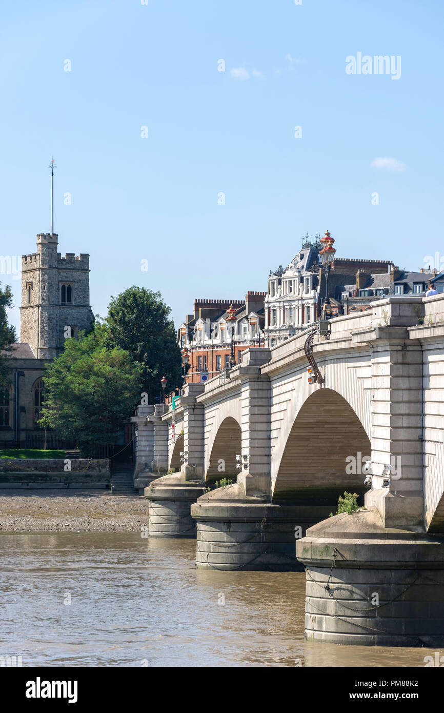 Putney Bridge and River Thames, Putney, London Borough of Wandsworth, Greater London, England, United Kingdom Stock Photo
