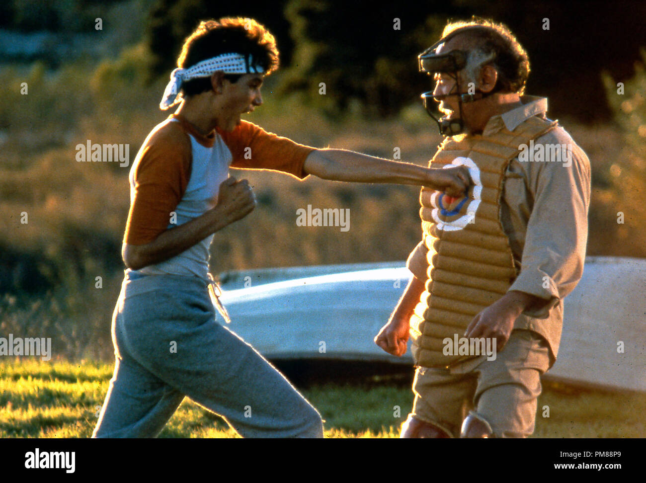 Studio Publicity Still from 'The Karate Kid' Ralph Macchio, Pat Morita  © 1984 Columbia  All Rights Reserved   File Reference # 31706082THA  For Editorial Use Only Stock Photo