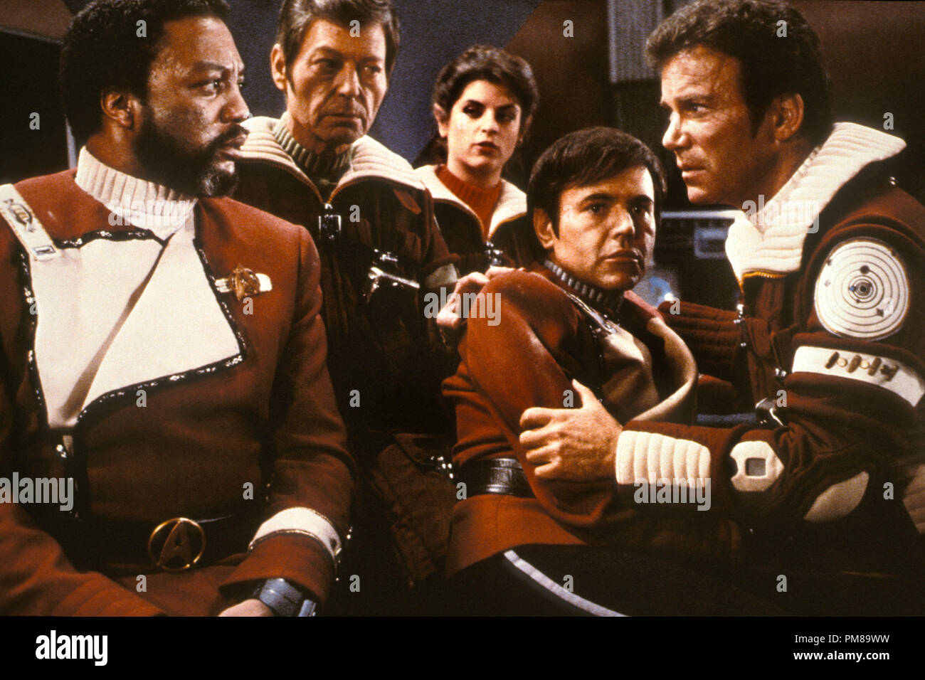 Studio Publicity Still from 'Star Trek II: The Wrath of Khan' Paul Winfield, DeForest Kelley, Kirstie Alley, Walter Koenig, William Shatner © 1982 Paramount All Rights Reserved   File Reference # 31710104THA  For Editorial Use Only Stock Photo