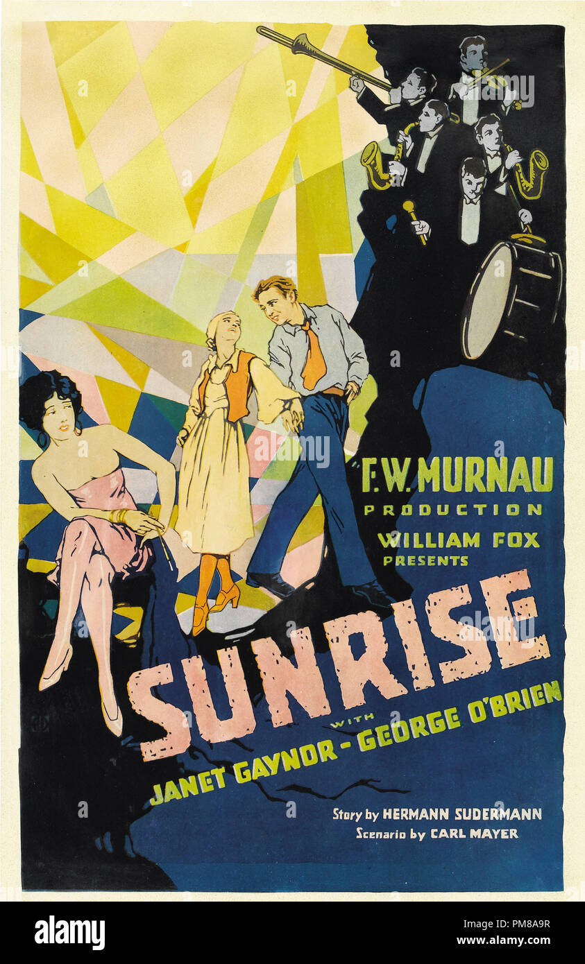 Studio Publicity: 'Sunrise' 1927 Fox Film Corp. Poster  Janet Gaynor, George O'brien  File Reference # 31780 595 Stock Photo