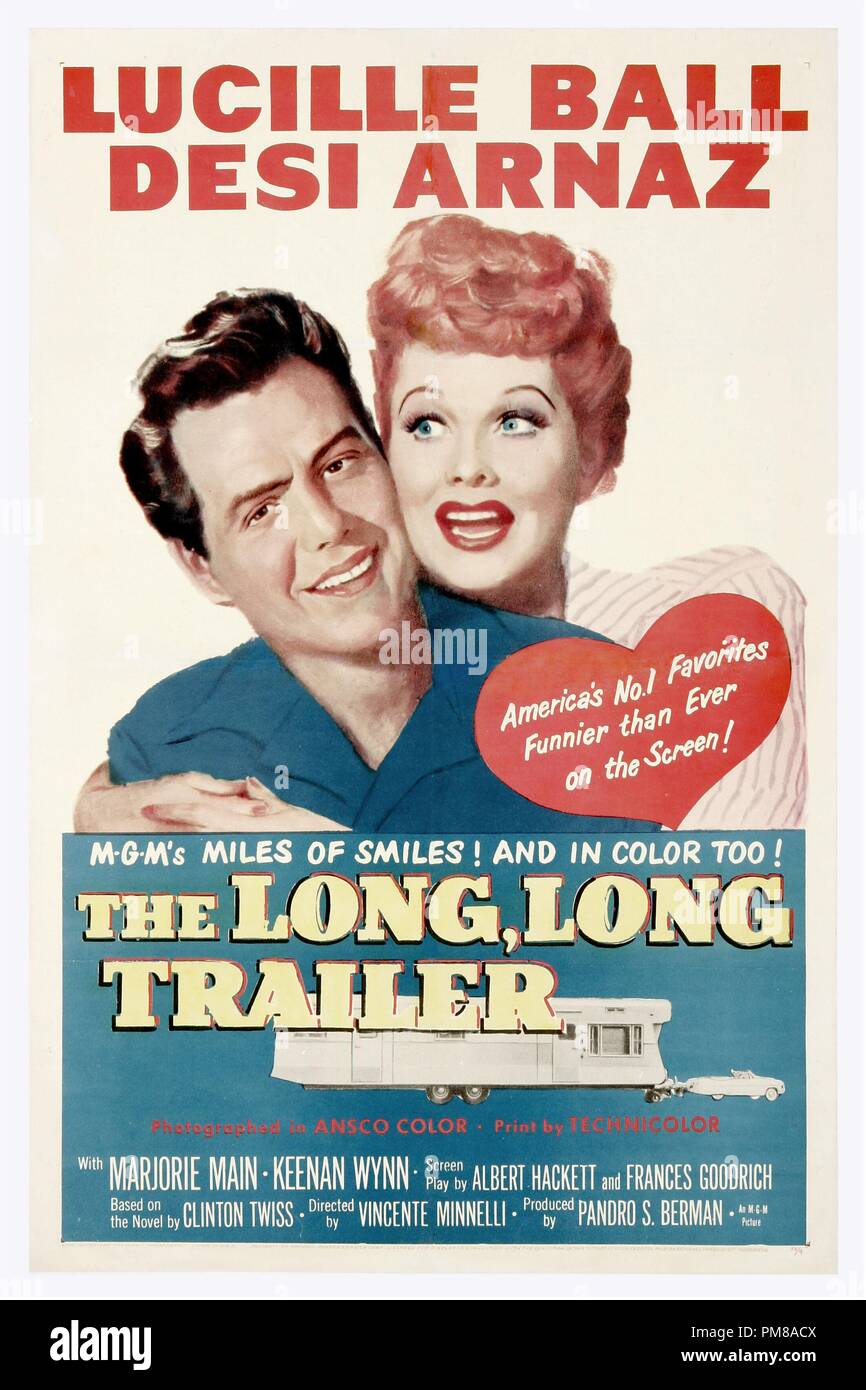 Studio Publicity: 'The Long, Long Trailer', 1953 Metro-Goldwyn-Mayer Poster  Lucille Ball, Desi Arnaz  File Reference # 31780 673 Stock Photo