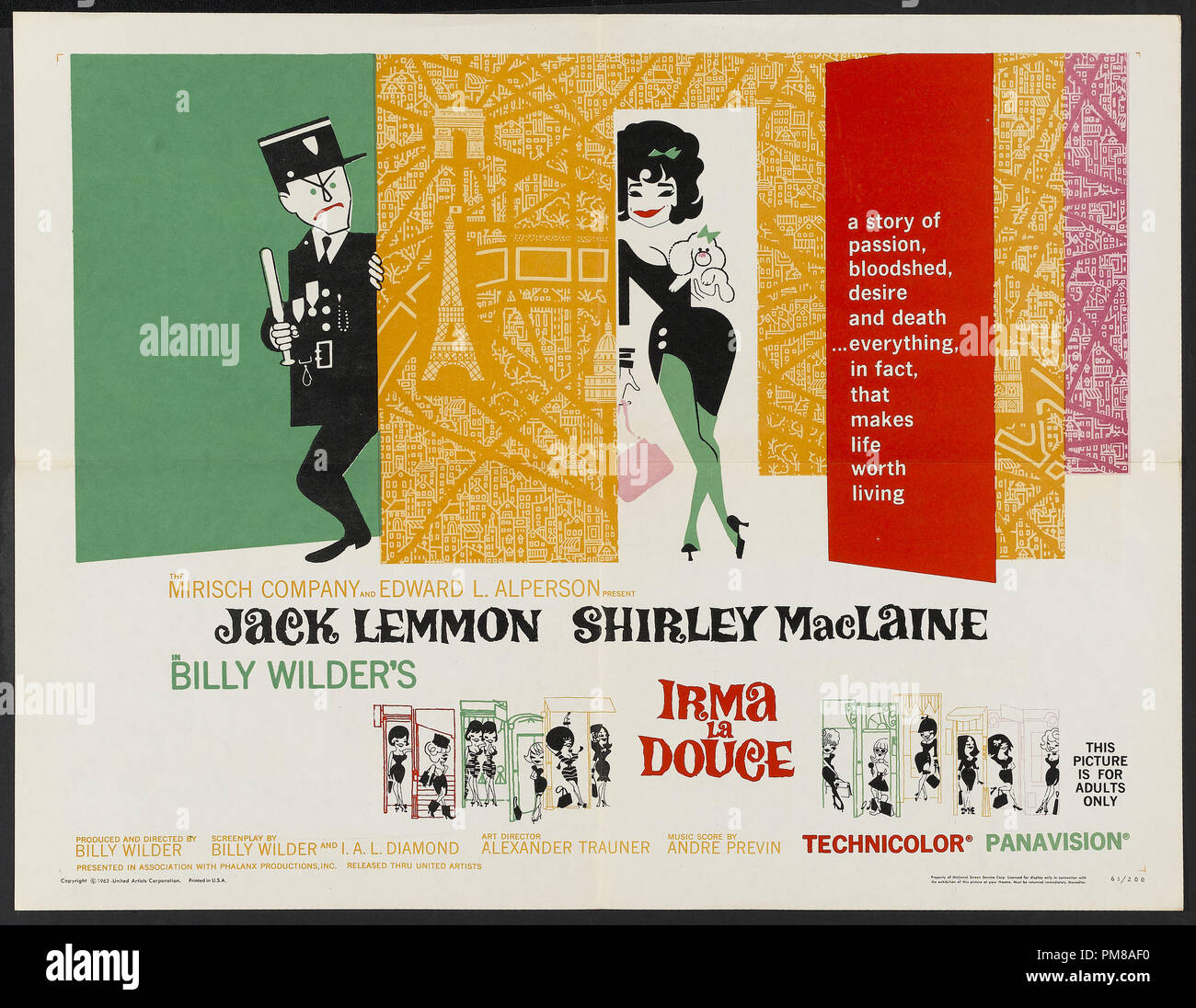 Studio Publicity: 'Irma la Douce', 1963 United Artists Poster  Jack Lemmon, Shirley MacLaine  File Reference # 31780 717 Stock Photo