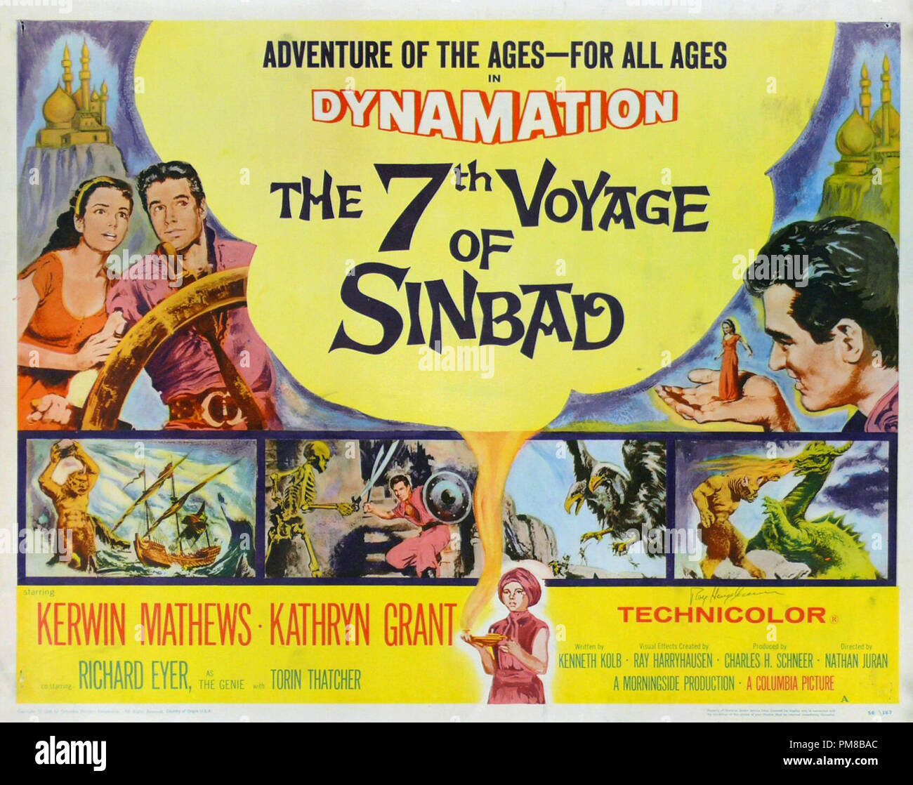Studio Publicity: 'The 7th Voyage of Sinbad' 1958 Columbia  Poster (Lobby Card) Kerwin Mathews, Kathryn Grant    File Reference # 31790 972THA Stock Photo
