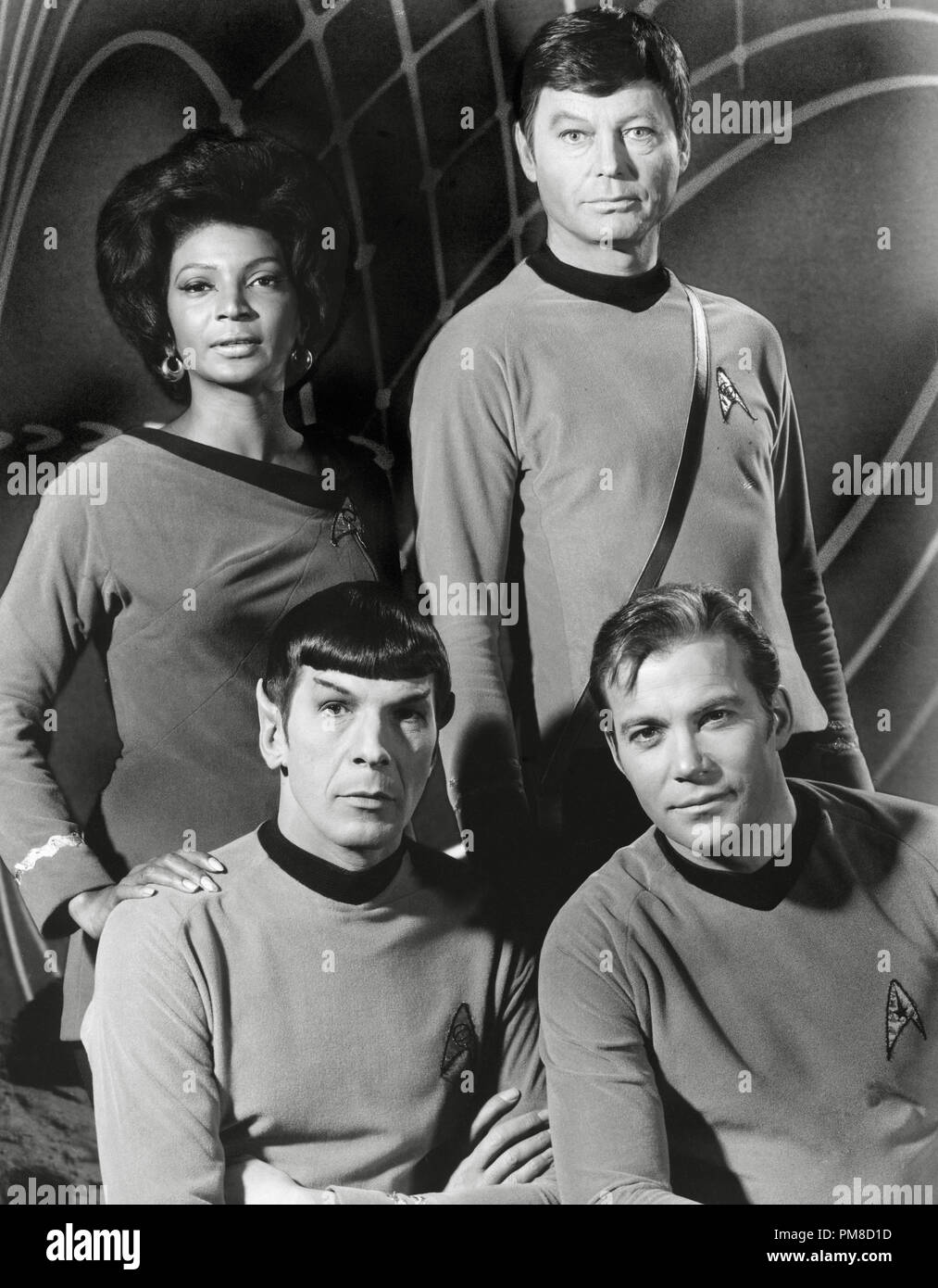 Nichelle Nichols, DeForest Kelley, William Shatner and Leonard Nimoy  'Star Trek' TV Series (1966-1969)    File Reference # 31955 205THA Stock Photo