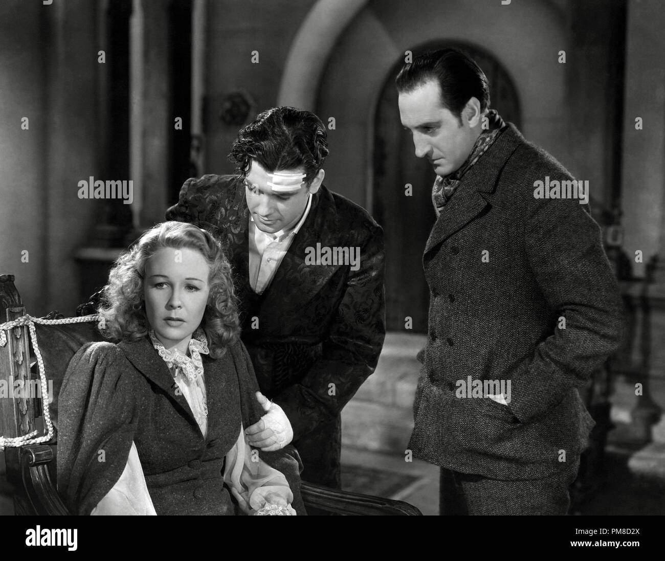 Wendy Barrie and Basil Rathbone, 'Hound of the Baskervilles' 1939 20th Century Fox     File Reference # 31955 233THA Stock Photo
