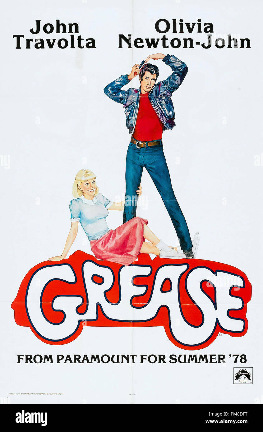 'Grease' John Travolta, Olivia Newton-John 1978 Paramount Pictures Poster     File Reference # 31955 562THA Stock Photo