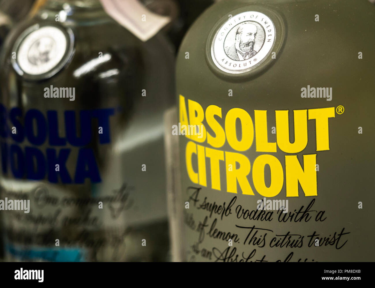 Absolut Vodka Seen Bottles On The Store Shelf Swedish Brand Of Vodka Is The Third Largest Brand Of Alcoholic Spirits After Bacardi And Smirnoff Stock Photo Alamy