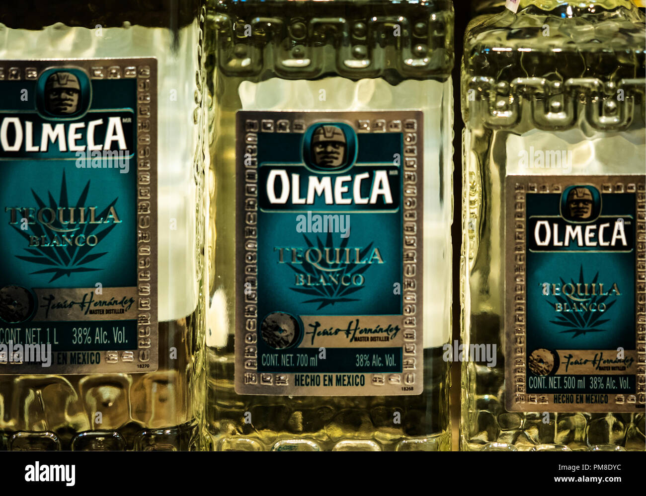Olmeca Tequila seen in the store. Olmeca Tequila is a tequila produced
