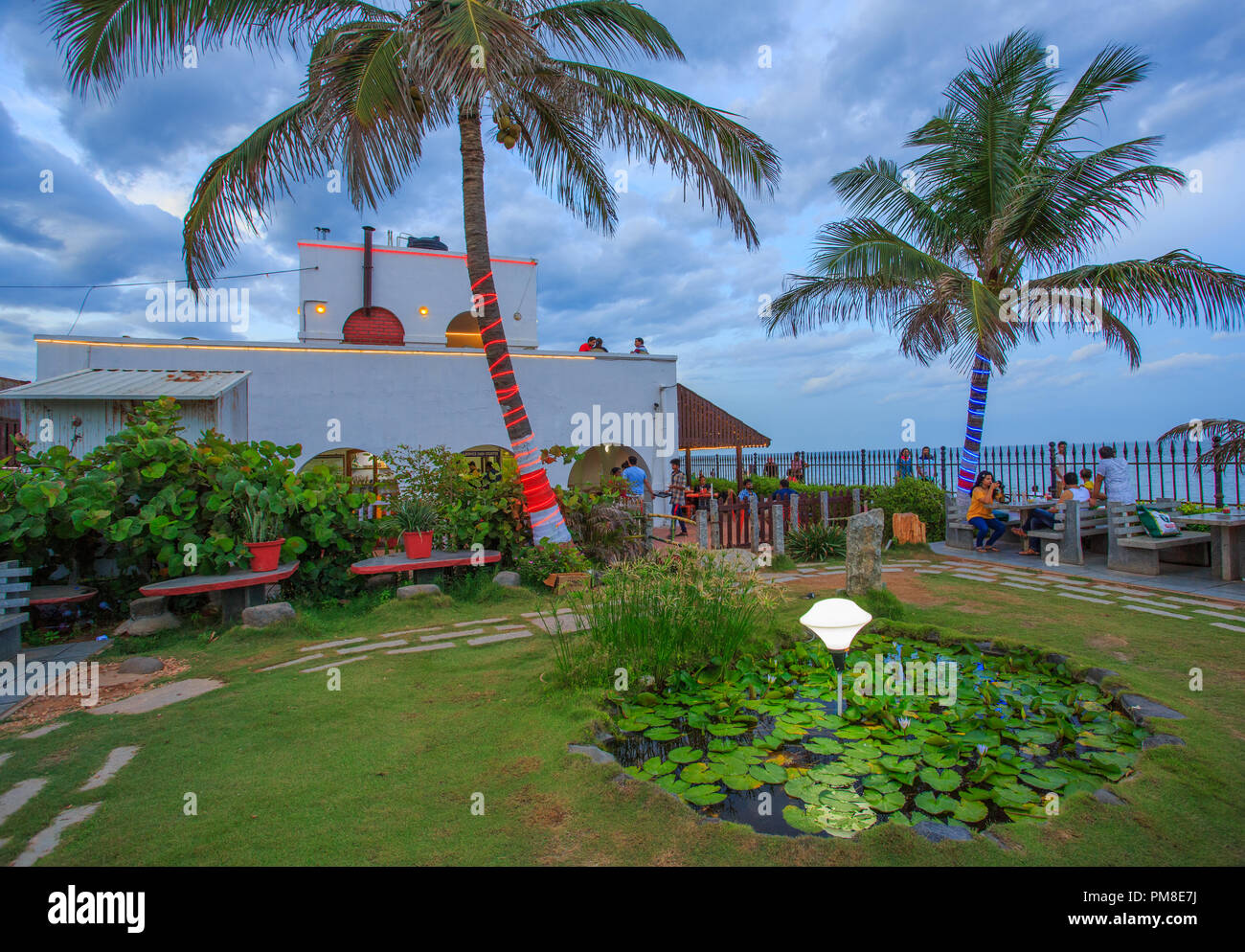 Le Café - A beachside café in Pondicherry (India) Stock Photo