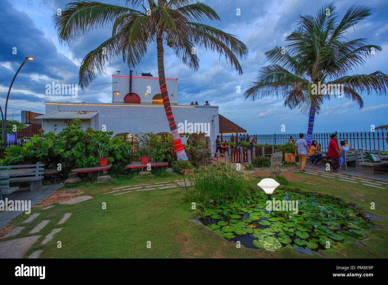 Le Café - A beachside café in Pondicherry (India) Stock Photo